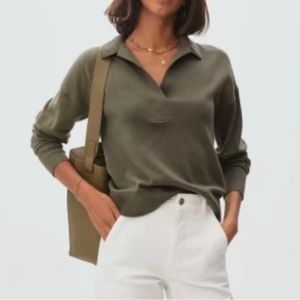 Everlane olive green cashmere polo